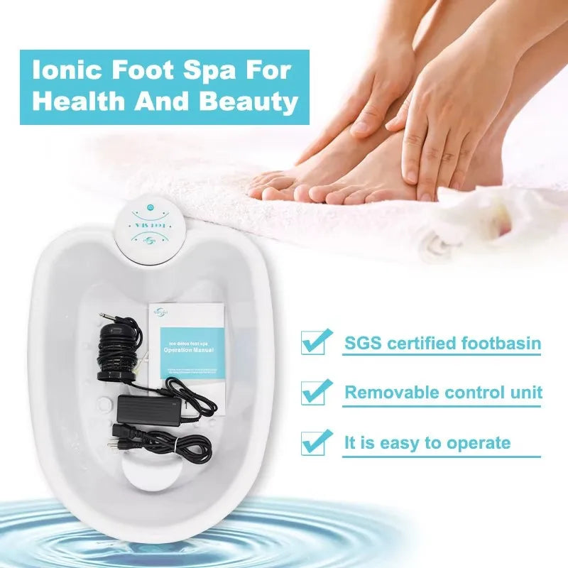 Detox Ion Electric Foot Spa Massager – Vibrating Whirlpool Foot Bath with Detox Array & Heat Therapy