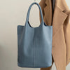 Large Genuine Cowhide Leather Tote Bag - Soft Women's Commuter Shoulder Bucket Handbag