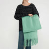 Luxury Cashmere-Blend Winter Scarf for Women – Thick Warm Shawl with Tassels, Soft Fluffy Solid & Plaid
