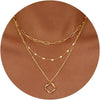 Layered 14k Gold-Plated & Silver-Plated Stackable Necklace Set - Paperclip Chain & Circle Pendant Chokers for Women