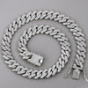 14mm Iced Out Prong Cuban Link Chain Necklace 2-Row Rhinestone Pave Miami Hip Hop Unisex