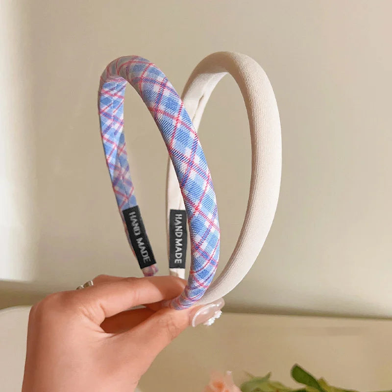 1/2/3-Pack Women's Solid & Plaid Fabric Headbands – Spring Summer Sweet Princess Head Hoops