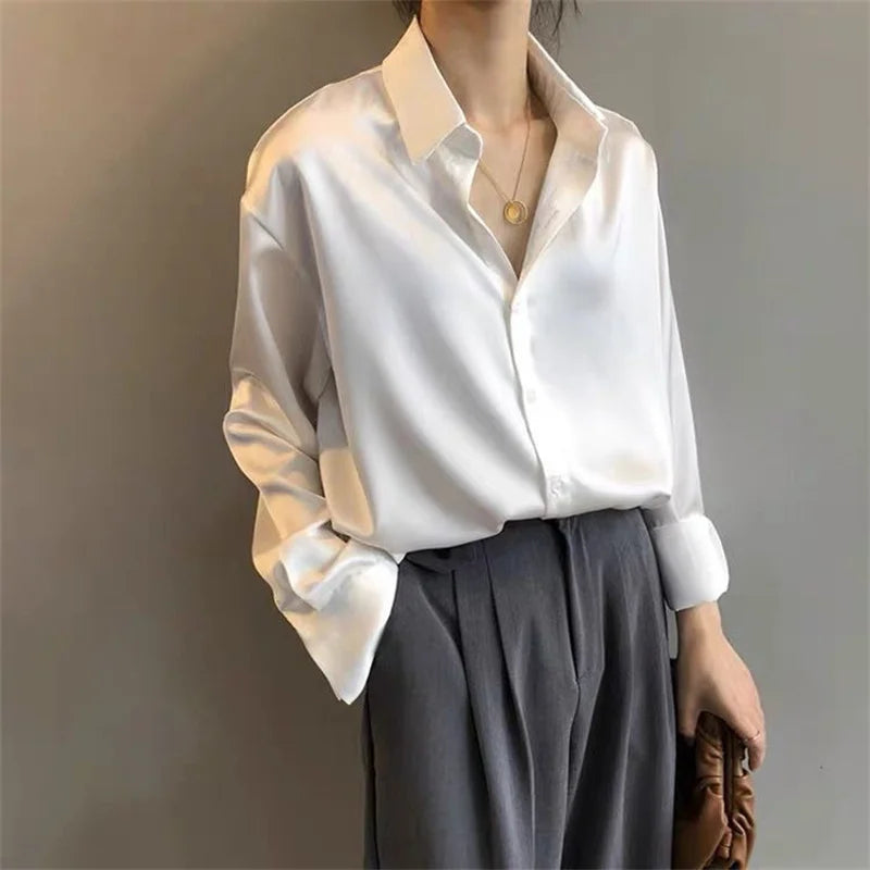 Women's Casual Long Sleeve Blouse Turn-Down Collar Spring/Summer Top