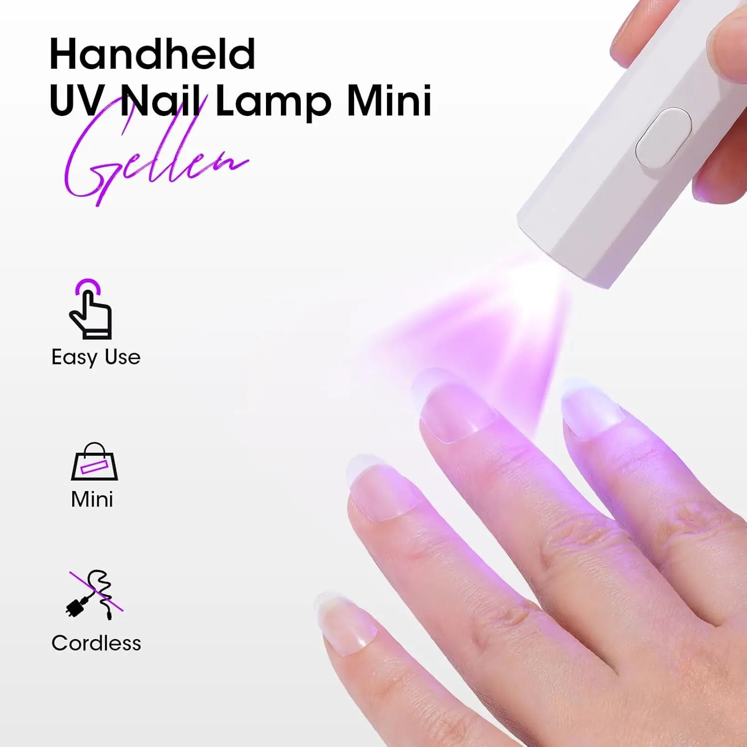 Mini USB-C Rechargeable UV Nail Lamp - Portable 3W Gel Nail Dryer with 20s/60s Timer, Handheld Travel Curing Light