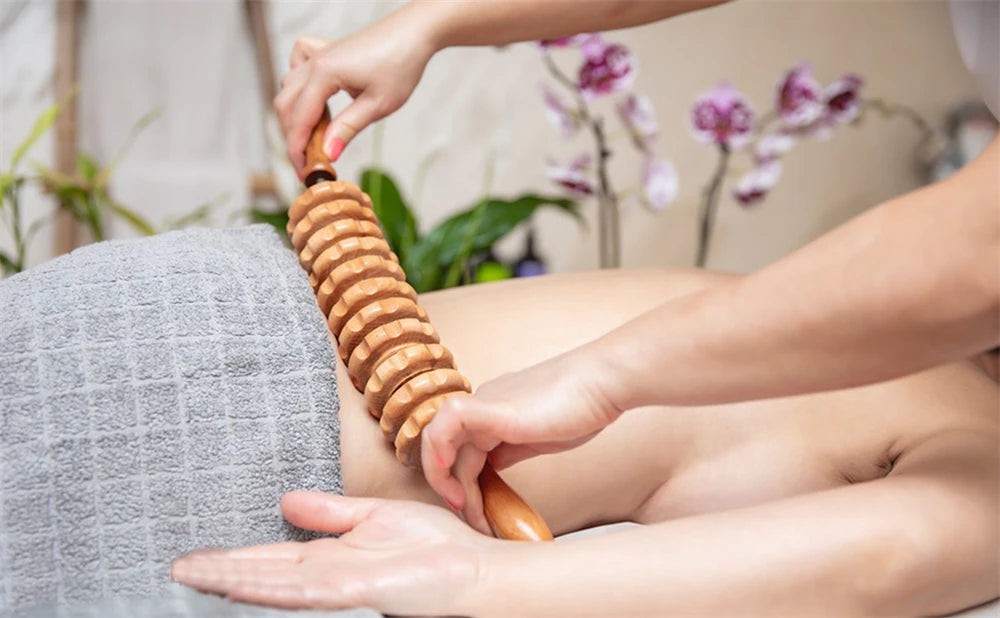 Curved Beech Wood Massage Roller – Anti-Cellulite Lymphatic Drainage & Deep Tissue Body Massager Stick