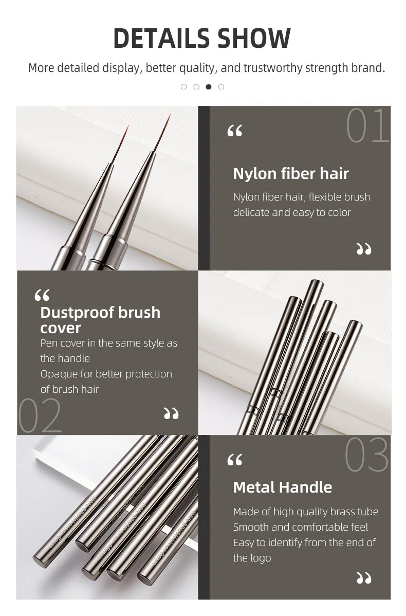 Nails Art Liner Brushes Elongated Lines Striping Drawing Painting  6/9/12/15/18/25mm Nail Design Pen Professional Manicure Tool