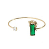 Vintage Ethnic Carved Floral Zirconia Inlaid Adjustable Open Cuff Bracelet - Unisex Party Jewelry