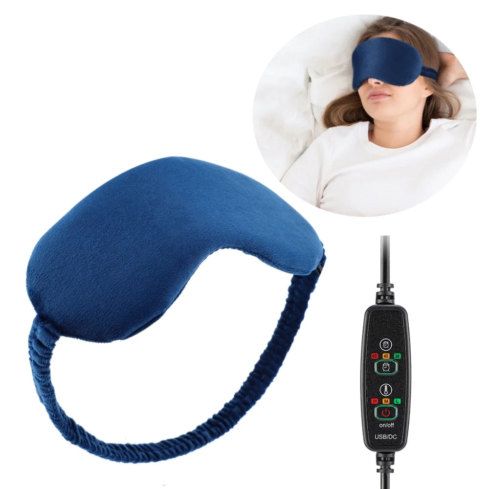 USB Heated Eye Massager Electric Eye Mask – Hot Compress & Vibration for Dark Circles, Relieves Eye Fatigue for Travel & Sleep
