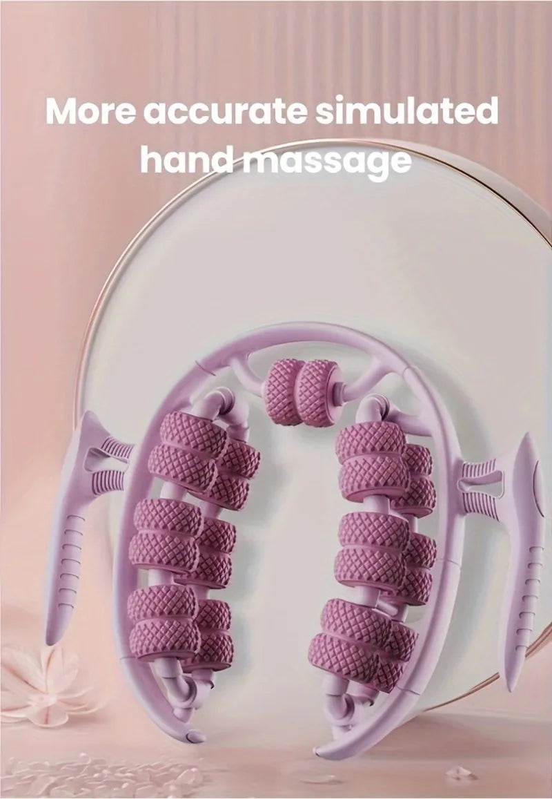 360° Dual-Row Massage Roller Clamp — Handheld Slimming Massager for Legs, Waist, Arms & Buttocks