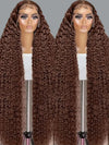Chocolate Brown Deep Wave Human Hair Wig 13x6 Transparent Lace Frontal — 200% Density, 30–40 in (76–102 cm)