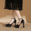 Women's Waterproof Patent PU Platform Sandals – 11 cm (4.3") Chunky Heel, Buckle Strap, White, EU 35-42