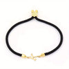 Black Letter Bead Rope Bracelet for Women – Simple Classic Hand-Knot Rope Jewelry with Stainless Steel Accent