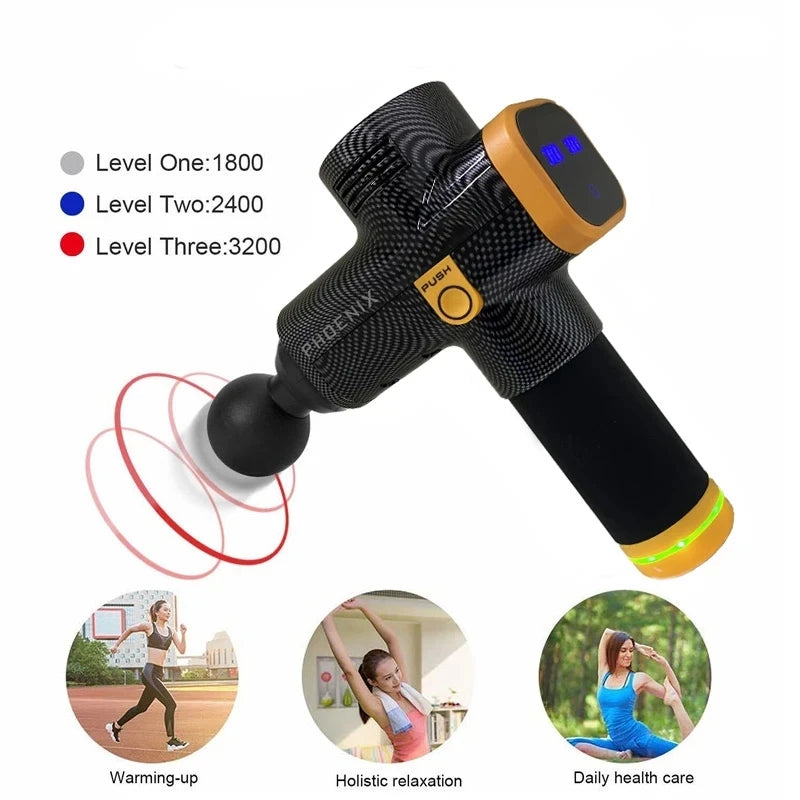Deep Tissue Percussion Massage Gun – Muscle Recovery & Pain Relief, Up to 20 Speeds, 2500mAh Battery, Multiple Interchangeable Heads