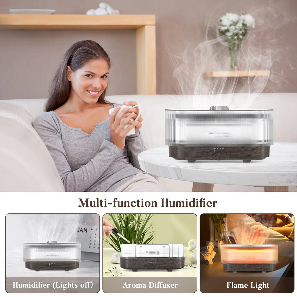 SEJOY Ultrasonic Cool Mist Humidifier & Aroma Diffuser — Portable Essential Oil Diffuser with LED Flame Lamp