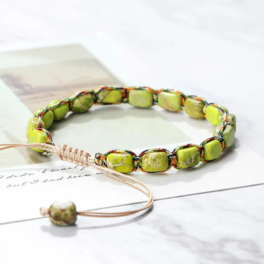 Handmade Bohemian Natural Stone Beaded Bracelet Braided Adjustable Friendship Vintage Strand