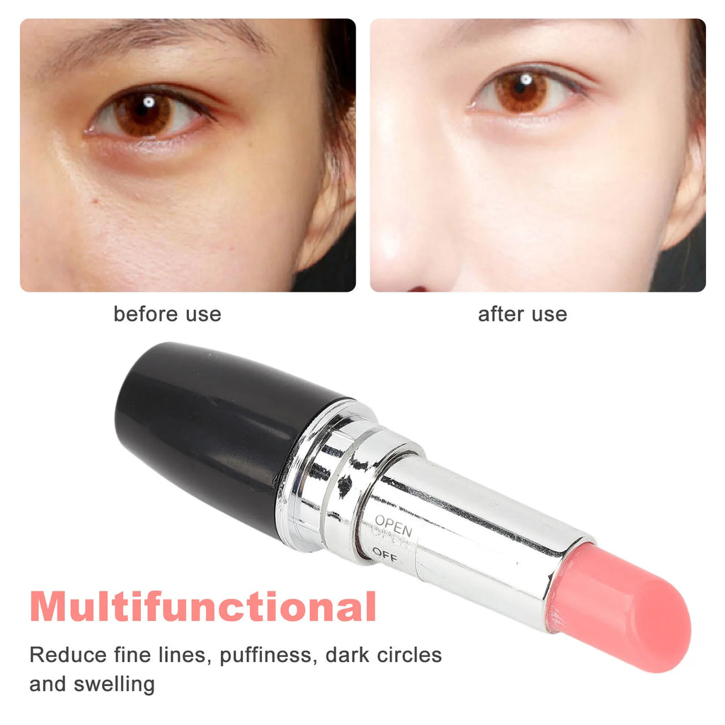 Lipstick-Shaped Vibrating Eye & Facial Massager Wand — Portable Eye Massager for Dark Circles, Puffiness & Skin Lifting