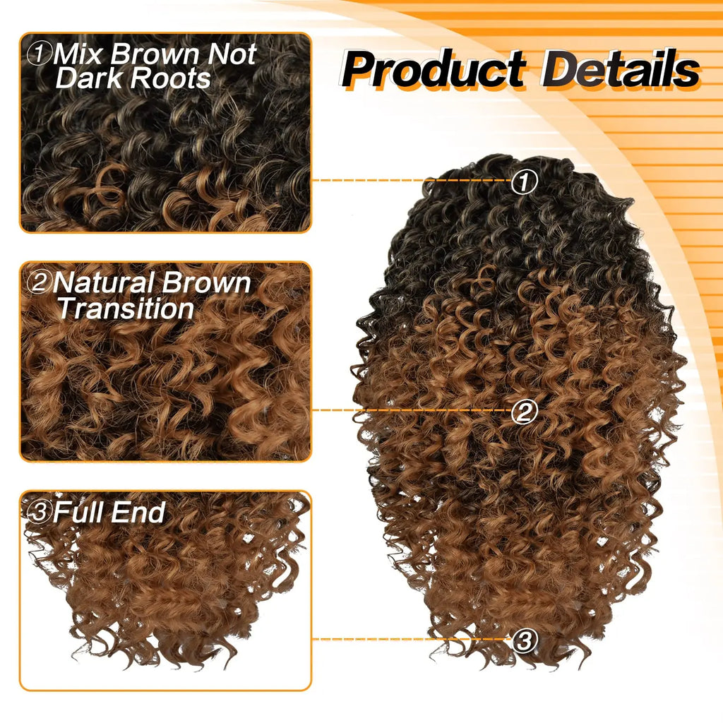 10-Inch (25 cm) Afro Kinky Curly Drawstring Ponytail Extension for Women - High-Heat Fiber