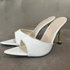 Crocodile-Embossed Stiletto Sandals – 8 cm (3.15 in) High Heel Slip-On Pointed Peep Toe Party Shoes
