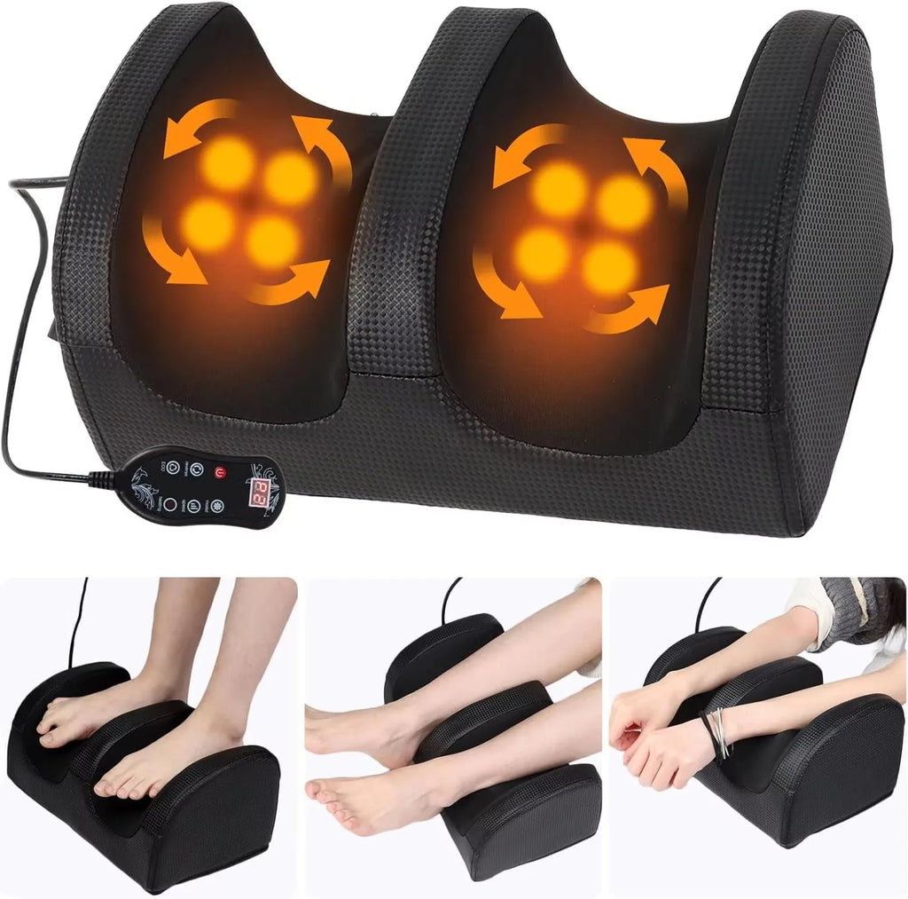 Electric Shiatsu Foot & Calf Massager with Hot Compress – Kneading Roller, 12 3D Massage Balls, 3-Gear Vibration & Auto Timer