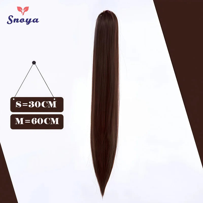 Snoya Clip-In Long Straight Ponytail Extension 60 cm / 30 cm (23.6 in / 11.8 in) Heat-Resistant Synthetic Claw Clip for Cosplay, Red, Purple, Pink, Blue