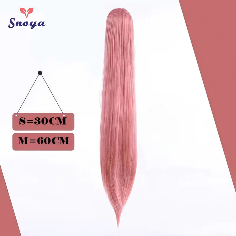 Snoya Clip-In Long Straight Ponytail Extension 60 cm / 30 cm (23.6 in / 11.8 in) Heat-Resistant Synthetic Claw Clip for Cosplay, Red, Purple, Pink, Blue