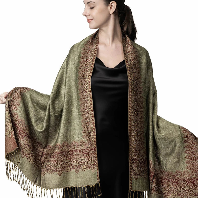 Cashmere-Feel Pashmina Shawl – Women's Warm Winter Scarf Wrap, 70 x 190 cm (27.6 x 74.8 in)