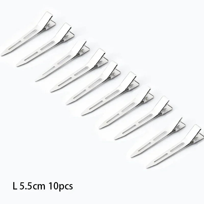 10-Pack No‑Bend Toothless Tip Hair Clips – Salon Non‑Crease Metal Hairpins for Styling & Makeup (Silver)