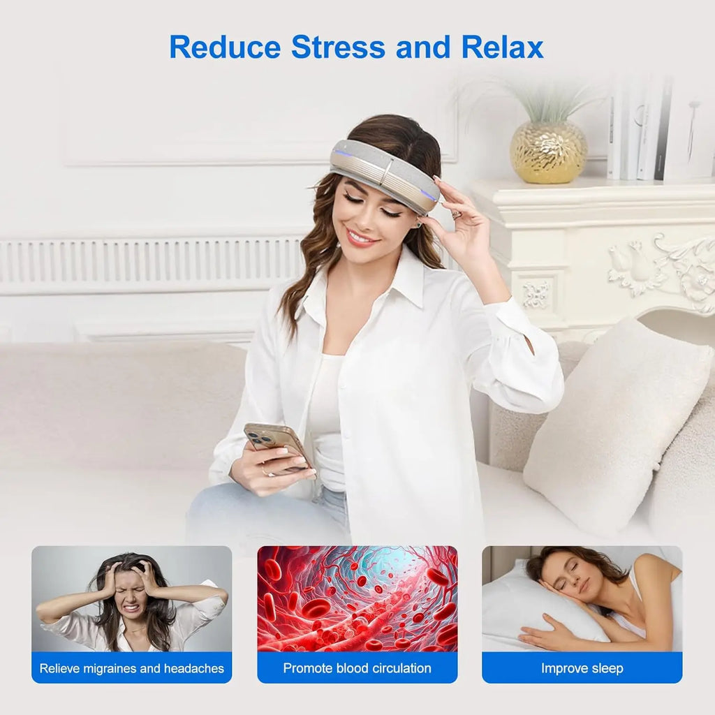 HOMEMASSA Portable Electric Head Massager — 5 Modes, Heat 107.6°F (42°C), Bluetooth, Foldable