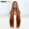 38-Inch (96.5 cm) Straight Synthetic Lace Front Wig – 13x6 Deep Part Ombre Brown-Red-Blonde Highlights for Women, Cosplay