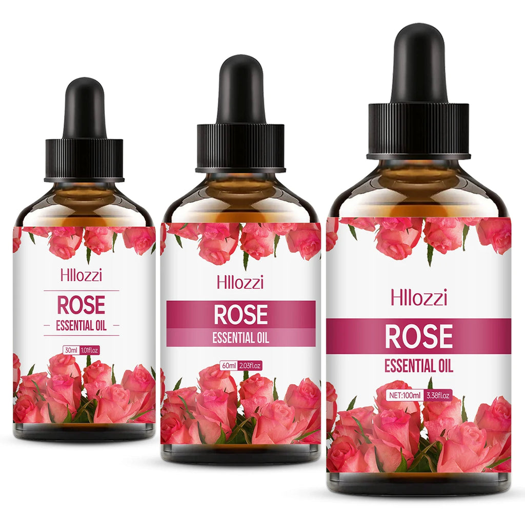 Rose Aromatherapy Essential Oil - Moisturizing Facial & Body Massage Oil with Long-Lasting Fragrance