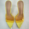 Transparent Pointed Stiletto Mules - Women's Clear High Heel Slip-On Sandals, 3.1 in (8 cm)