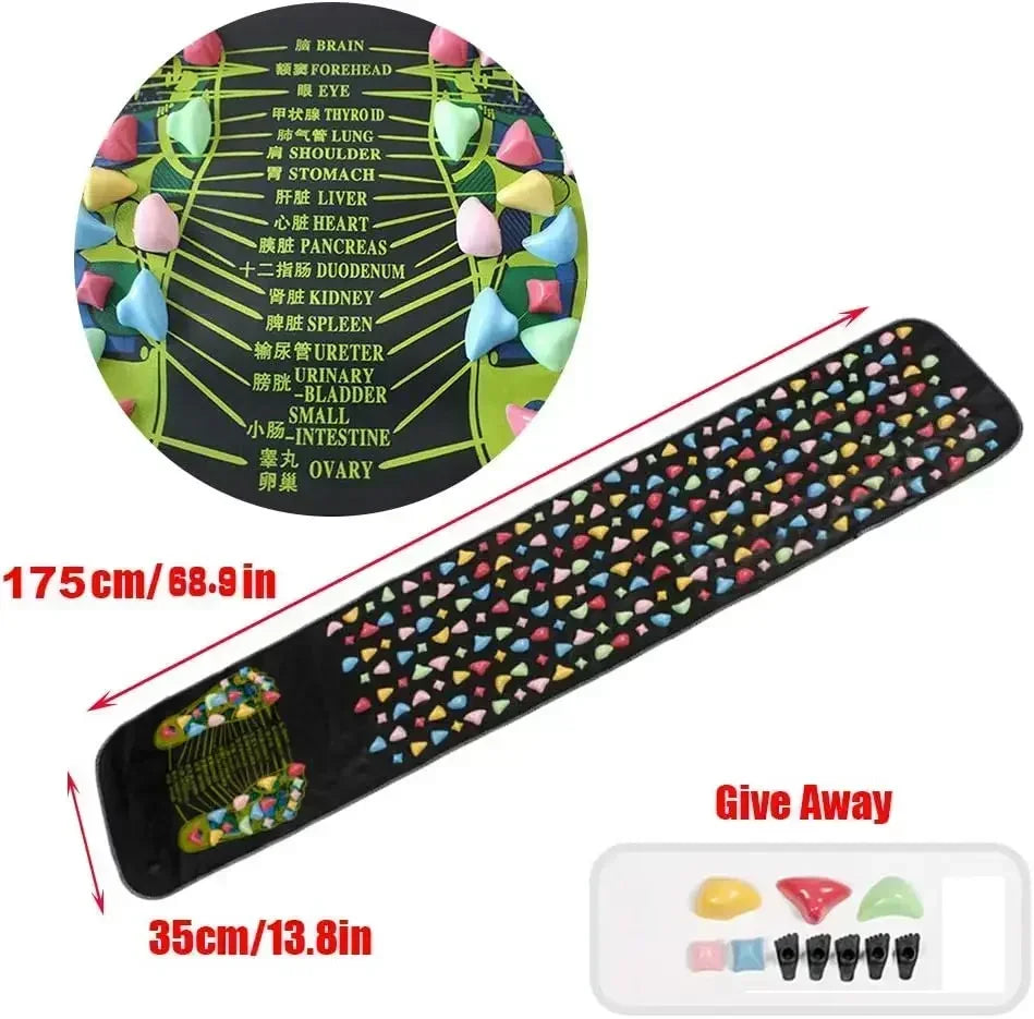 Acupressure Foot Massage Pad with Finger Pressure Plate & Soft Stone Reflexology Mat — Pain Relief & Improved Circulation — 3 Sizes (35×35 cm / 13.8×13.8 in; 120×35 cm / 47.2×13.8 in; 175×35 cm / 68.9×13.8 in)