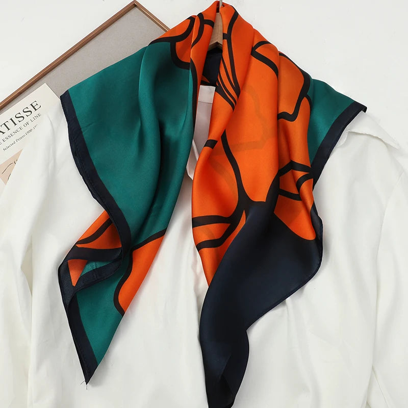 60 Colors Silk-Feel Satin Square Scarf 70 x 70 cm (27.6 x 27.6 in) — Women's Hair Wrap, Bandana, Foulard, Hijab