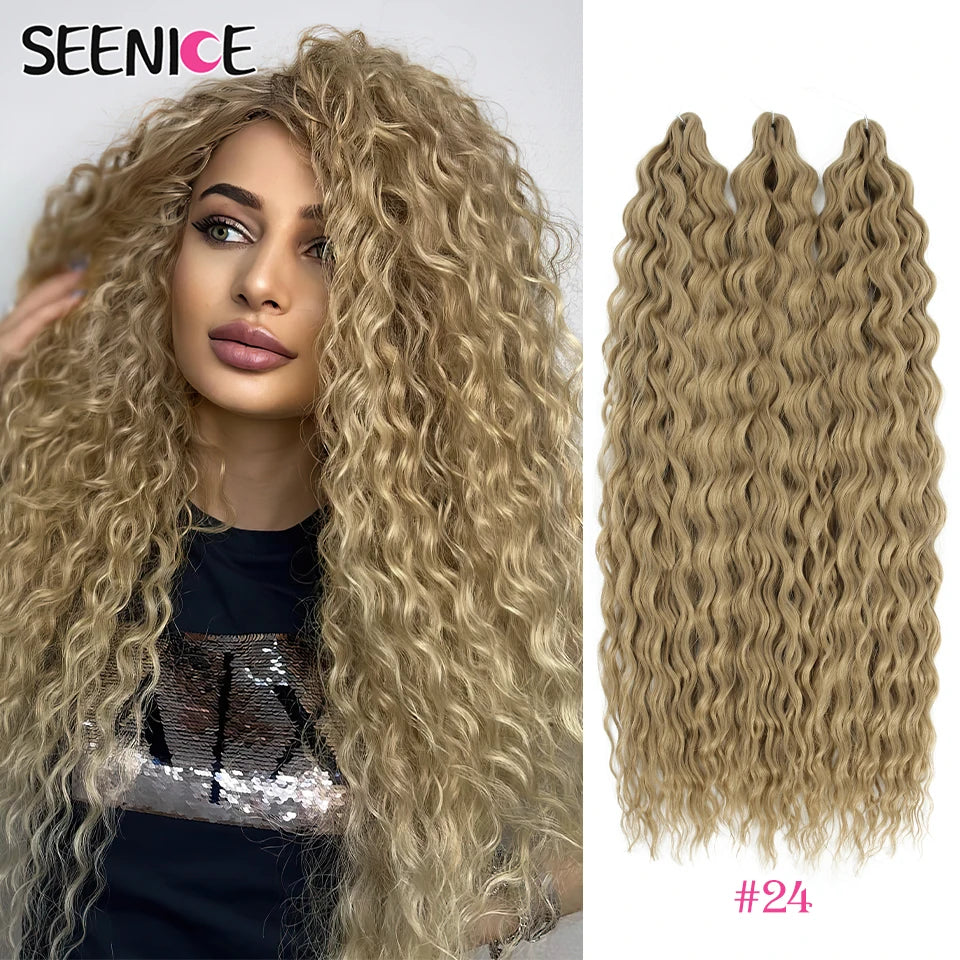 Ariel Water Wave Twist Crochet Braids – Ombre Synthetic Deep Wave Hair Extensions, 22 Inch (55 cm)