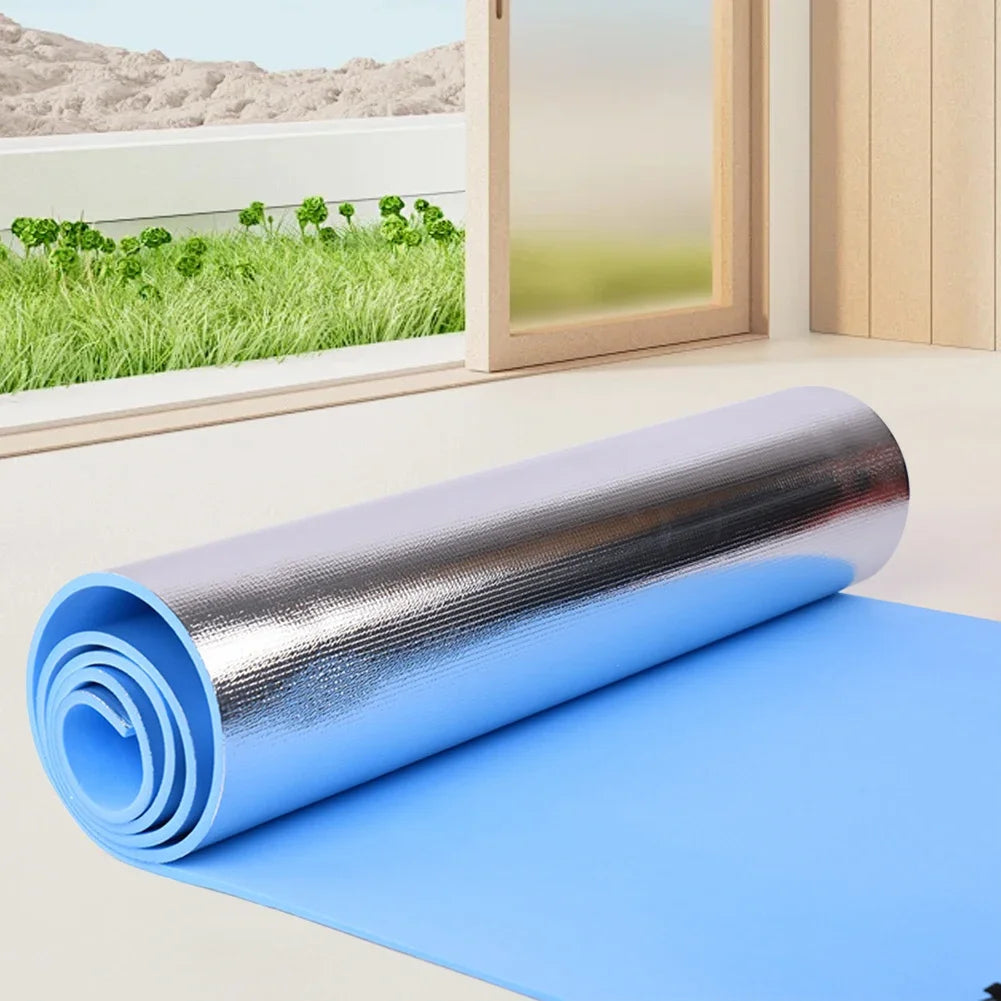 Waterproof Thick 6mm Yoga Mat – 70.9 x 19.7 in (180 x 50 cm) Aluminum Membrane, Moisture-Proof Portable Exercise & Camping Picnic Mat