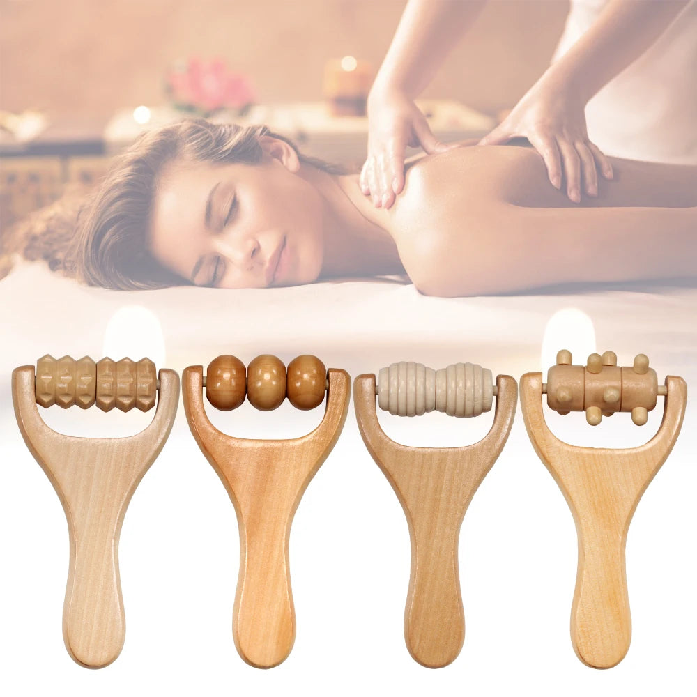 1-Pack Wooden Massage Roller - Handheld Trigger Point Massager for Neck, Back, Shoulders, Arms & Legs