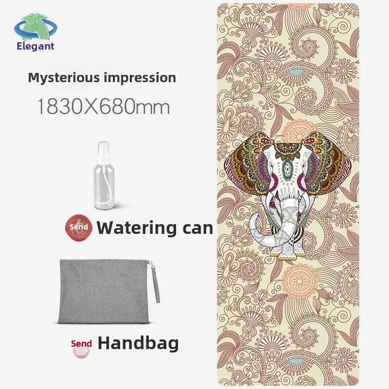 Suede Chamois Yoga Mat 183 x 68 cm (72 x 26.8 in) - Portable Foldable Non‑Slip Exercise Mat for Yoga, Dance & Jump Rope