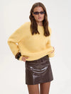 Oversized O-Neck Wool-Blend Knit Pullover — Women's Casual Thick Soft Sweater