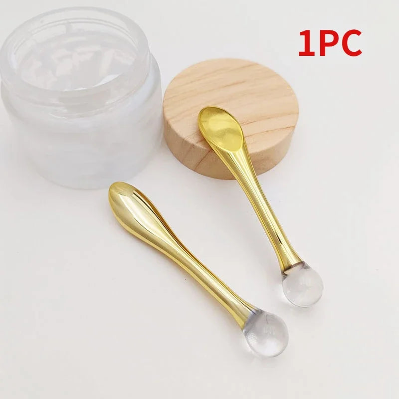 Gold Alloy Eye Massage Roller & Eye Cream Applicator Spatula - Facial Spoon for Dark Circles & Anti-Wrinkle Care