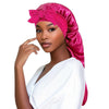 Women long Oversized Elastic Satin Bonnet Sleeping Cap With Ribbon Breathable Sleeping Cap Turban Sleep Headwear Bandanas