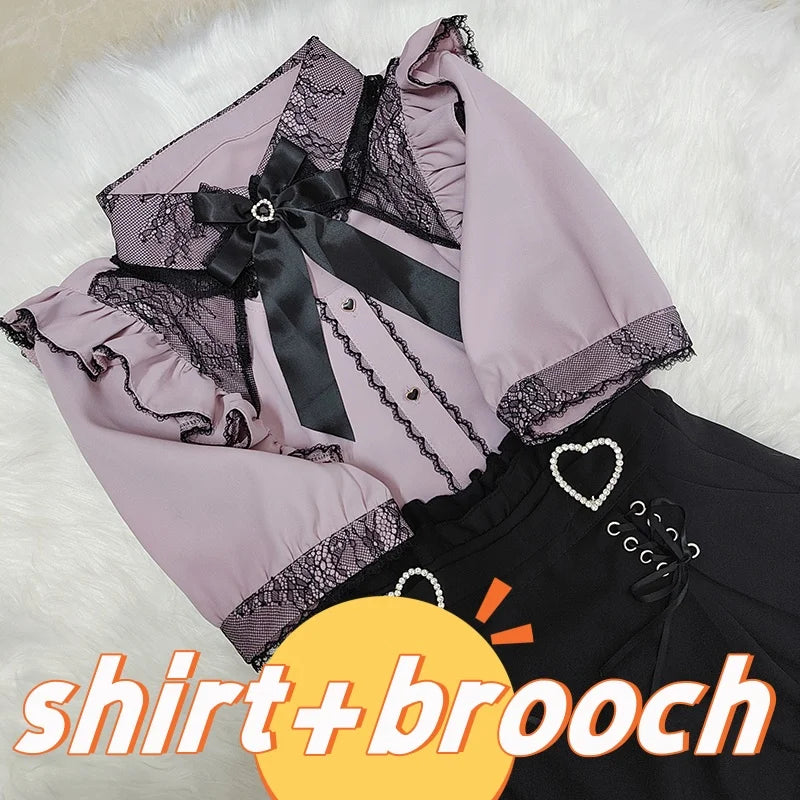 Kawaii Jirai Kei Lolita Y2K Peter Pan Collar Blouse Long Sleeve Cute Japanese-Style Aesthetic Top