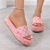 Women27s Floral Platform Wedge Sandals - PU Slip-On Beach & Casual Sandals