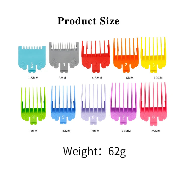 10-Pack Universal Hair Clipper Guide Comb Attachments Plastic Trimmer Guards for Men Barber & Salon
