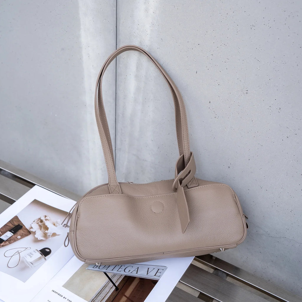 Women's Top-Grain Genuine Leather Hobo Shoulder Bag, Large Vintage Bowling Tote for Office and Everyday