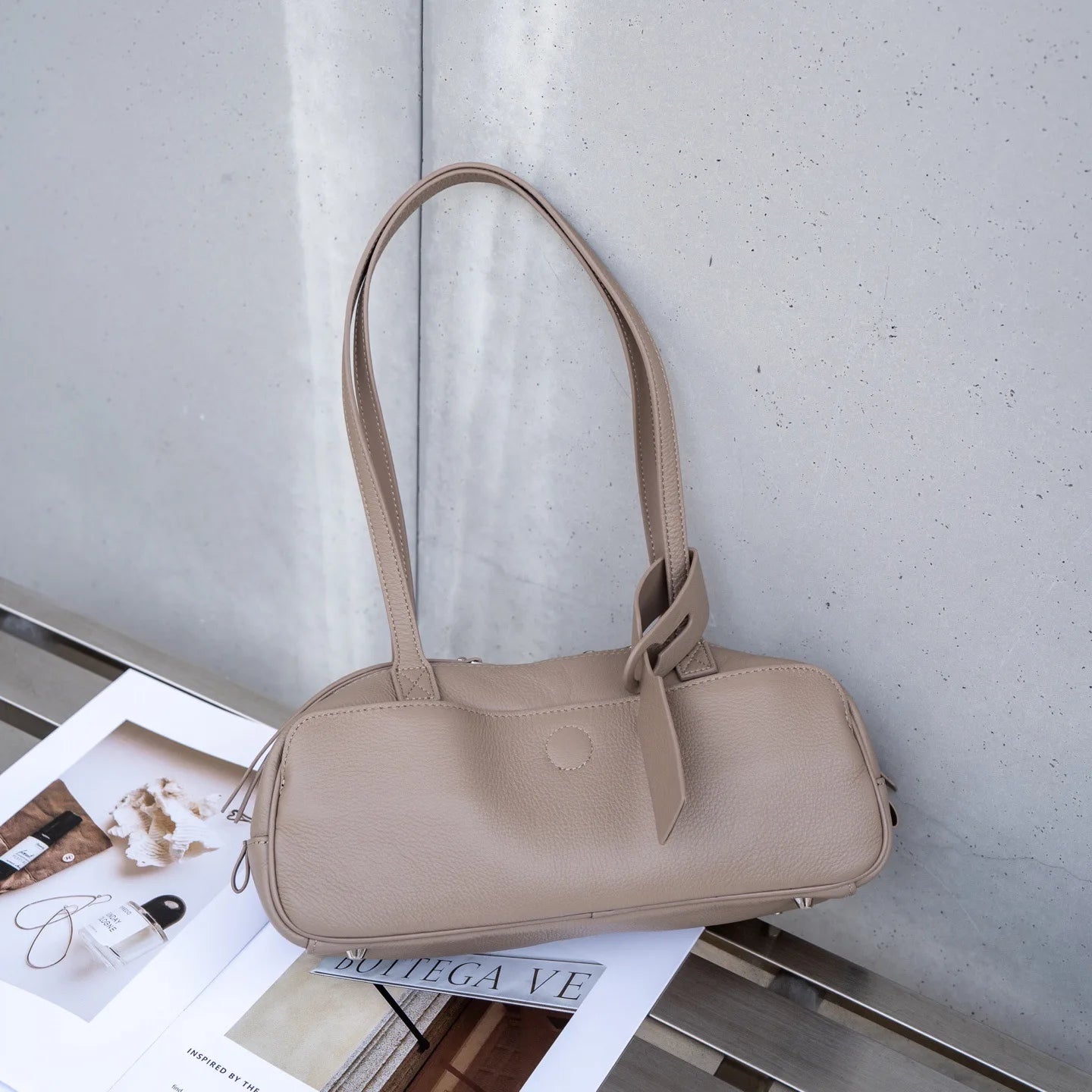 Women's Top-Grain Genuine Leather Hobo Shoulder Bag, Large Vintage Bowling Tote for Office and Everyday