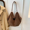 Leopard Faux Fur Shoulder Bag for Women - Large Plush Casual Tote Handbag