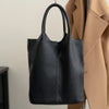 Large Genuine Cowhide Leather Tote Bag - Soft Women's Commuter Shoulder Bucket Handbag
