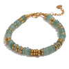 Colorful Natural Stone Beaded Bracelet - Handmade Stainless Steel Chain Bangle, Waterproof Boho Y2K Gift for Women