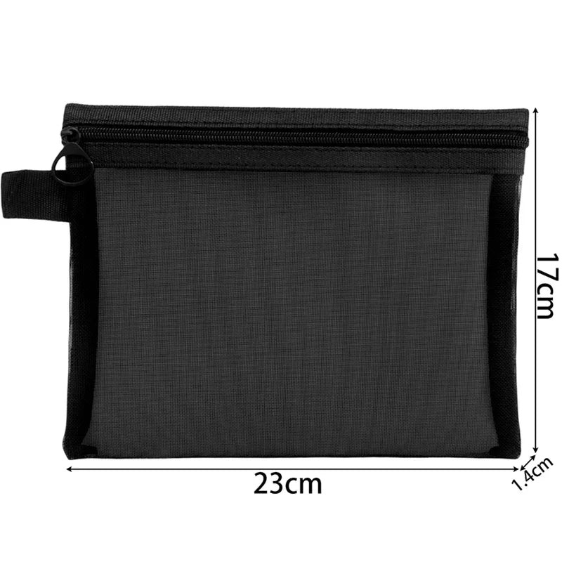 Clear Mesh Makeup Bags – Black Travel Cosmetic Organizer (Small/Medium/Large) – 1 or 3-Pack