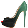 Women Platform Peep Toe Pumps 14cm (5.5 in) Thin Stiletto Patent Leather Party & Wedding Heels